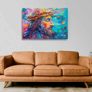 cuadro rostro de Jesús fondo azul