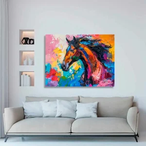 cuadro caballo con fondo de colores