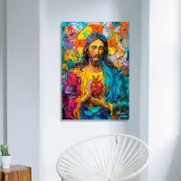 Cuadro El Corazón Luminoso María Luisa 2 90x60 corazon de jesus en colores