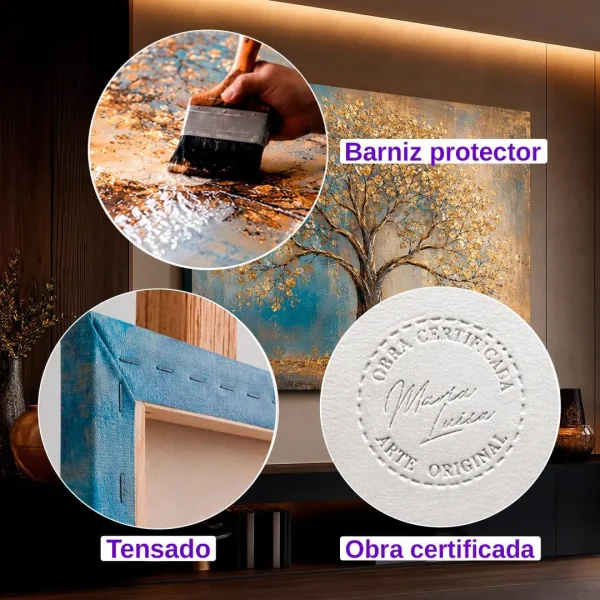 Barniz protector, tensado, obra certificada
