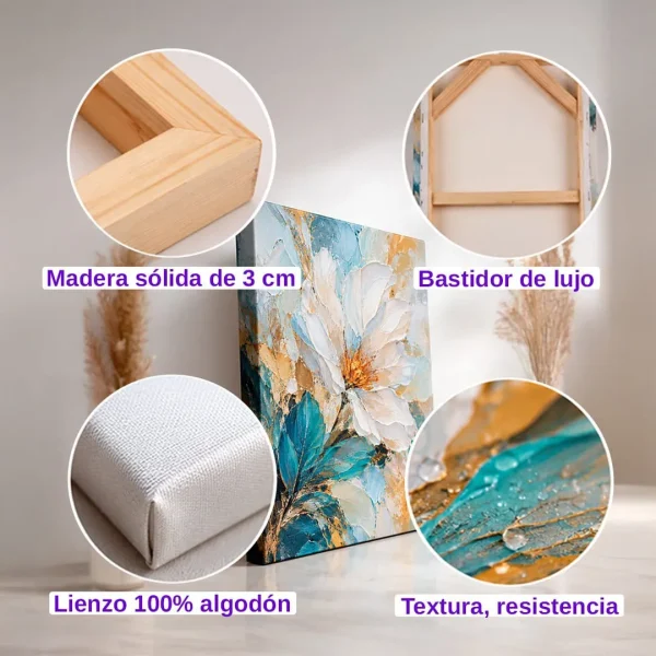 Madera sólida 3cm, bastidor de lujo, lienzo 100% algodón