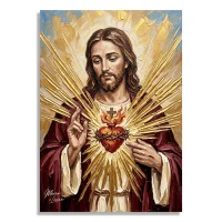 Cuadro Amparo Eterno María Luisa - Sagrado Corazón de Jesús con rayos dorados